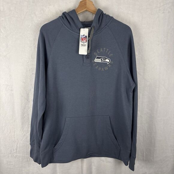 Seattle Seahawks NFL Team Apparel Hooded Henley Hoodie Men's Size XL NWT - Picture 1 of 5